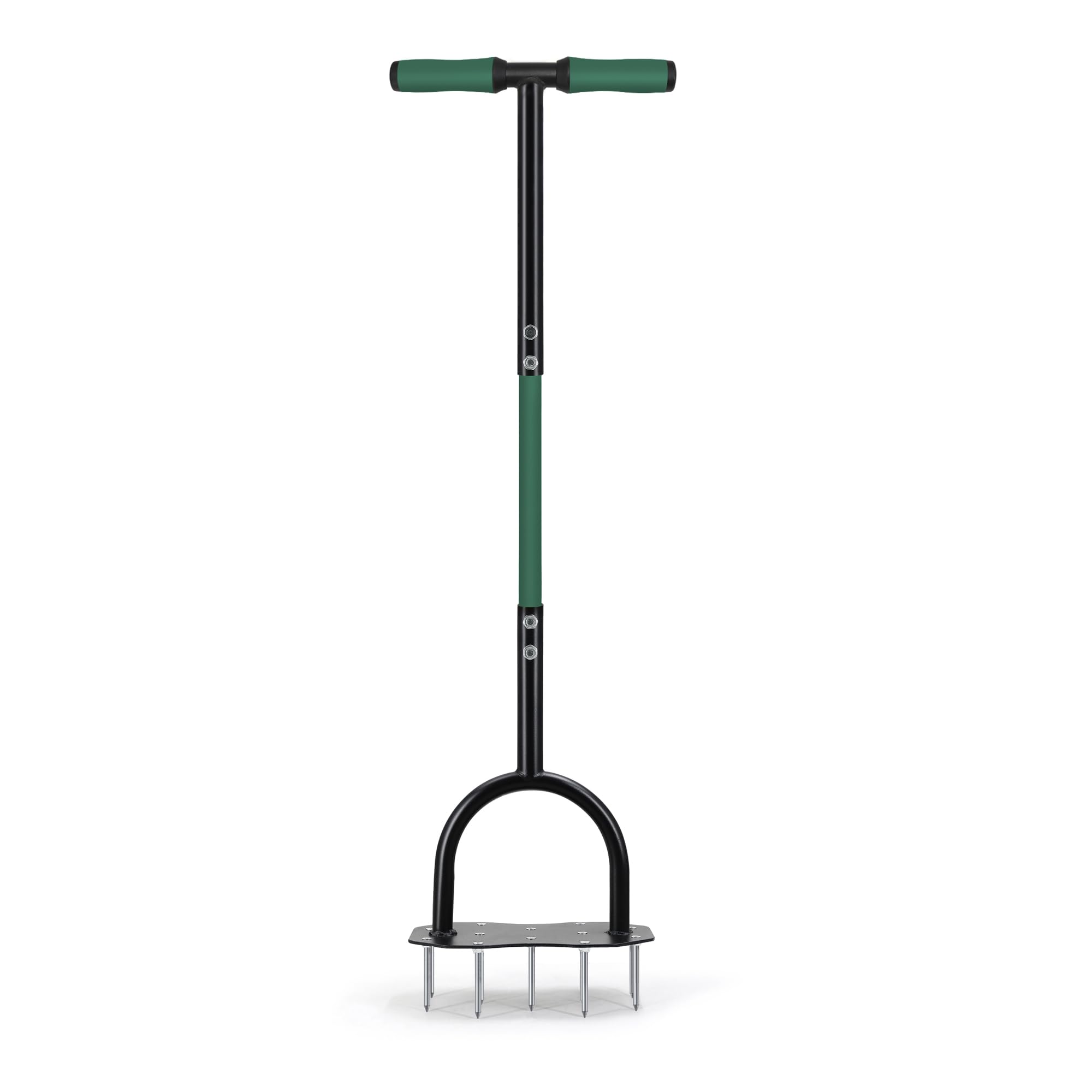 Garden Gear Long Handle Garden Tool Heavy Duty Steel T Handle Ergonomic Soft Grip Bulb Planter Lawn Edger Aerator Soil Lawn Care (Lawn Aerator)