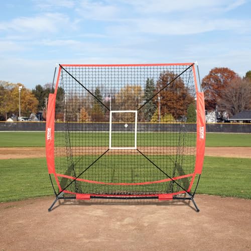 VEVOR Pitching Netz Pitching Target Baseball 153,4 x 90 x 153 cm, Baseball & Softball Pitching Target aus Polyester Pitcher Netz für Jugendliche & Erwachsene, Tragbare 600D-Aufbewahrungstasche Rot