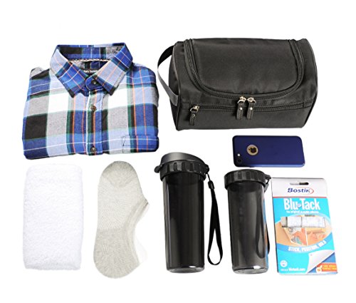 Image of Mens Travel Shaving Toiletry Bag Small Hanging Wash Organizer Dopp Kit Travel Accessories, Black