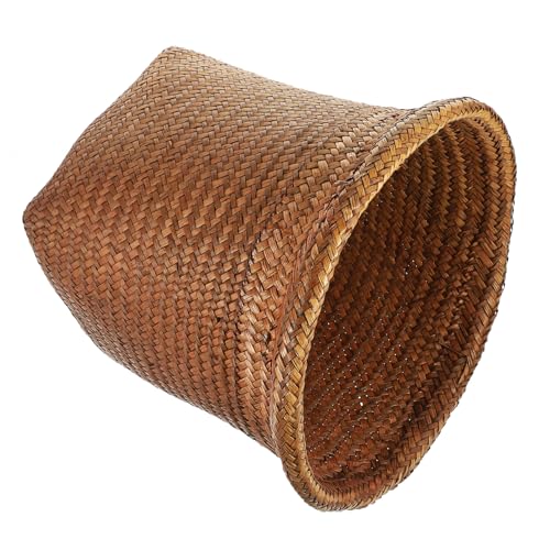 Mipcase 1Pieza Cesta de Desechos Tejida de Papelera de Almacenamiento para Oficina y Hogar Retro