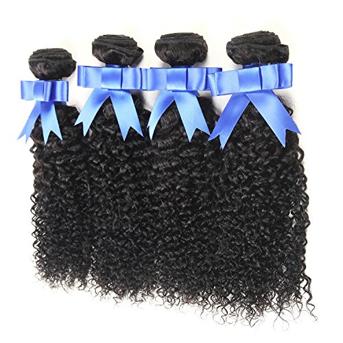 Brazilian Virgin Curly Hair Weave 4 Bundles 7A 100% Unprocessed Human Hair Extensions Natural Color by Lovenea(12 14 16 18)