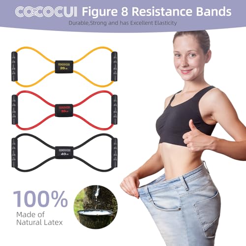 Image of Figure 8 Resistance Bands with Handles for Women Men, Exercise Bands for Back, 8 Shaped Resistance Bands for Arms, Shoulder, Leg Stretching, Physical Therapy, Yoga, Pilates, Home Gym Workout Equipment