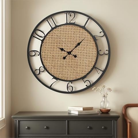 RiteSune Large Black Metal Wall Clock Cover