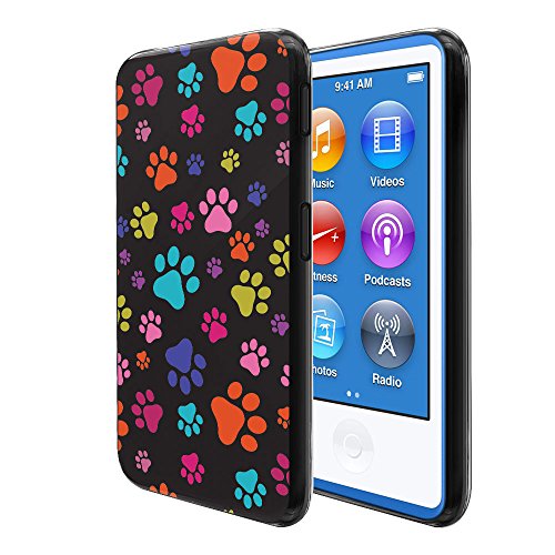 Fincibo Case Compatible With Apple Ipod Nano 7, Flexible Tpu Black Silicone Soft Gel Skin Protector Cover Case For Ipod Nano 7 (7Th Generation) - Multicolor Paws Dog #TOP30