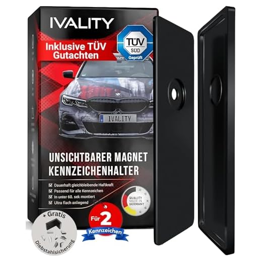 IVALITY Magnetischer Kennzeichen-Halter - Rahmenlose Nummernschild-Halterung für 2X Alu-Kennzeichen - Wechselkennzeichen Österreich - Magnet Auto-Zubehör