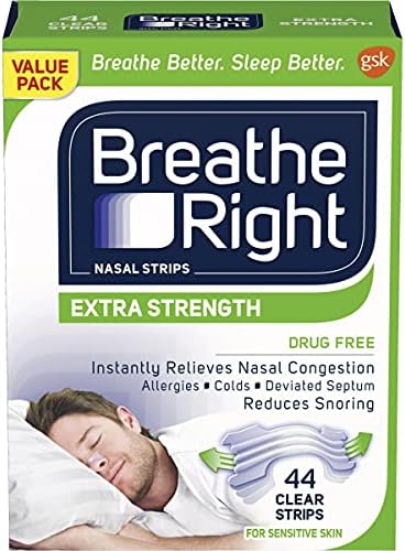Breathe Right Extra Clear DrugFree Nasal Strips for Nasal Congestion Relief, 44 Count , 1 Count