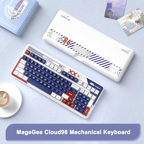 Image of MageGee Wireless Mechanical Keyboard,Cloud98 RGB Backlight Triple Mode 2.4GHz /BT /USB-C Wired Gaming Keyboard,Gasket Mounted PBT Material 98 Keys Hot-Swappable Keyboard - Cloud Sea /LvoryWhite Switch