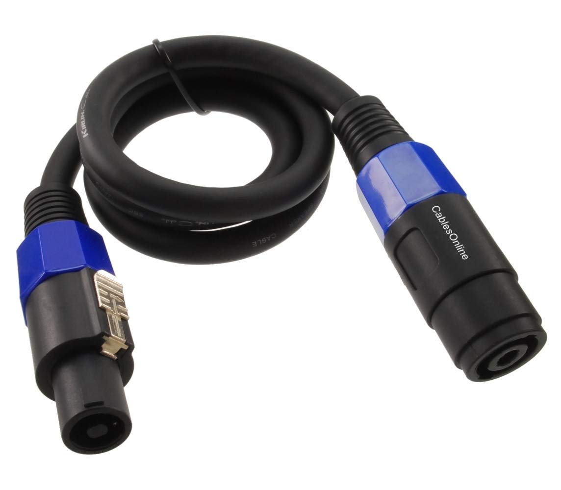 CablesOnline, 2-Pack 3ft Professional Speaker/Amplifier 4-Pole Speakon-Type Male to Female 12AWG 2-Conductor Extension Cables, XR-KE203-2