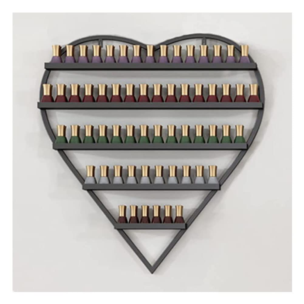 Espositore per Smalti, Porta Oli Essenziali in Metallo per Negozi di Bellezza, Organizer da Parete per Smalti, Porta Profumi, Oro - 6 Pezzi, Nero - 1 Pezzo