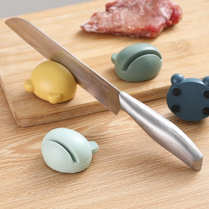 1pc Bear-Shaped Whetstone - Cute Knife Sharpener with Guide Groove Yellow