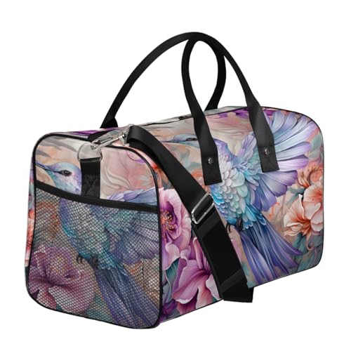 Hummingbird Flowers Travel Duffle Bag for Women Men Foldable Waterproof Weekender Bag Carry on Tote for Overnight Sports Gym Vintage Rustic Farmhouse3