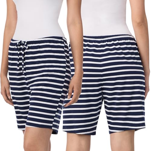 Image of Nautica Womens Sleep Bermuda Shorts - Lightweight, Breathable Pajama Bottoms - Cotton Knit Jersey Sleepwear and Loungewear