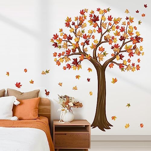 wondever Fall Large Tree Wall Decals Autumn Maple Leaves Wall Stickers (XL) by wondever - Used condition - US$15.10
