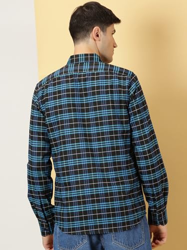Image of Thomas Scott Men's | Checks | Full Sleeve | Slim Fit | Cotton Polyester Blend | Double Pocket | Spread Collar | Casual Shirt