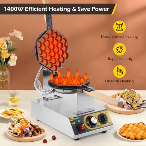 Image of Dyna-Living Bubble Waffle Maker 1400W Commercial Bubble Waffle Iron