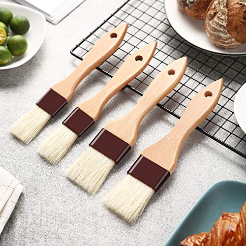 1 Inch & 1.5 Inch Pastry Brush Natural Boar Bristle Basting Brush Kitchen Oil Brush With Beech Wooden Handle And Hanging Rope String Grill Bbq Sauce Baster Baking Cooking Marinade Brushes (Pack Of 2) #TOP3