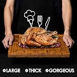 Kikcoin Extra Large Bamboo Cutting Boards, (Set of 3) Chopping Boards with Juice Groove Bamboo Wood Cutting Board Set Butcher Block for Kitchen, End Grain Serving Tray - Image 5