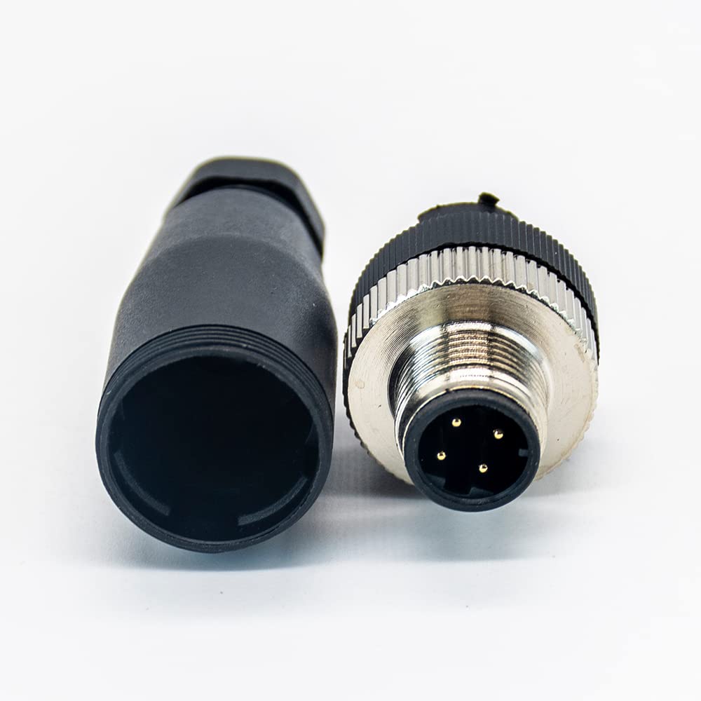 M12 4-Pin IP68 Waterproof Male Connector – T-Coded Solder Type Straight Overmolded Plug For Sensor & Industrial Cable Install