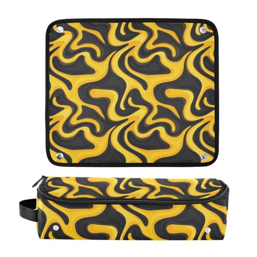 Bolsa de viaje resistente al calor Groovy Waves Marble para herramientas de cabello como planchas y rizadores, organizador portátil miniatura 3