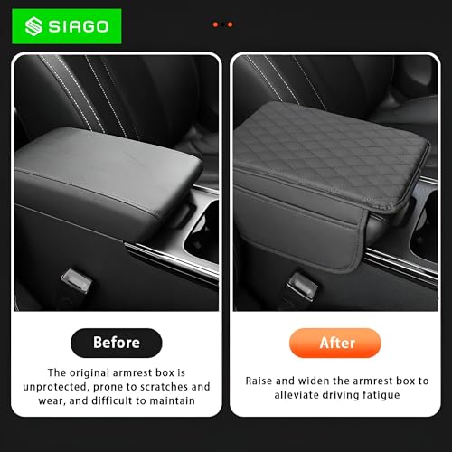 Image of SIAGO Car Armrest Cover Cushion with Storage Bags | Soft Center Console Protector Pad | Non-Slip, Waterproof & Durable | Universal Fit for Cars, SUVs & Trucks (Grey) SIA144