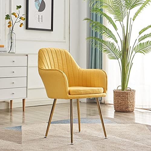 Image of Pair of 2 Stylish, Modern, Elegant & Comfortable Velvet Arms Chairs for Dinning Living Hotel Cafe (2 Chairs) (Yellow)