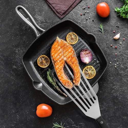 Image of Baskety Fish Spatula 1-Piece Stainless Steel Slotted Turner for Flipping, Turning, Frying & Grilling, Metal Slotted Spatulas Kitchen Cooking Turner D Big 32 cm