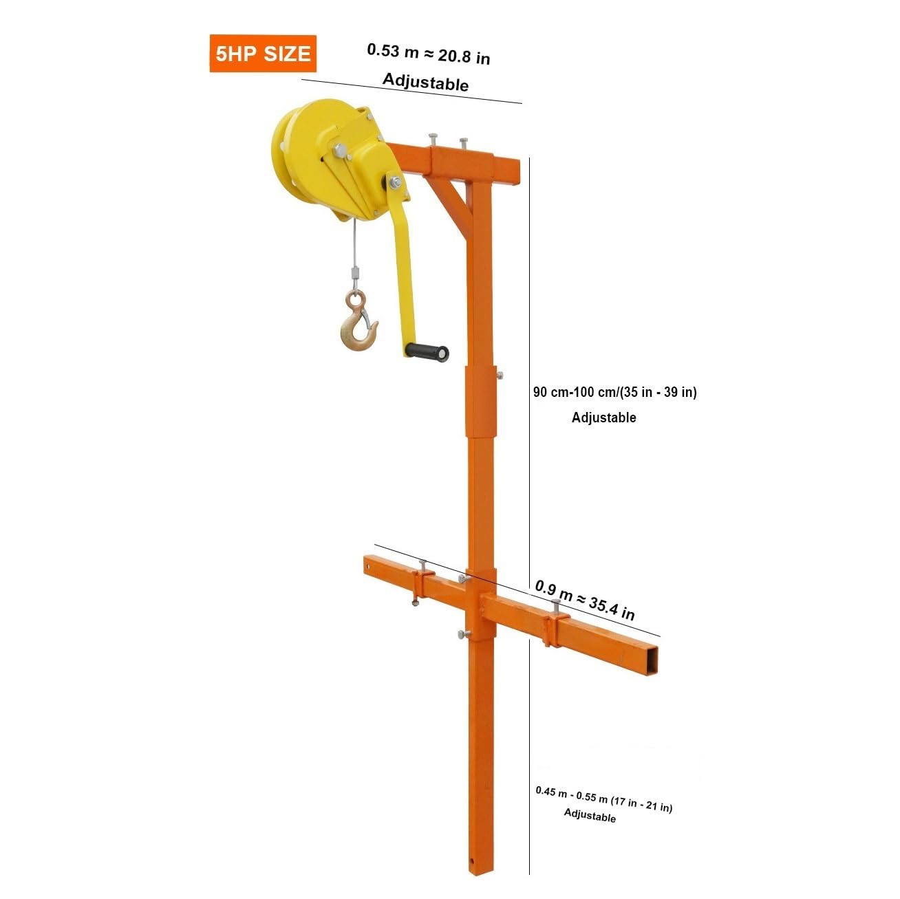 Air-Conditioner Lifting Outdoor Unit Hoist Tool Hand Winch Self-Locking Mechanism with Support Bracket for 3HP/5HP Air-Conditioner (Color : 10Meters 1800lbs Winch) (5hp Bracket+15m 1800lbs Winch)