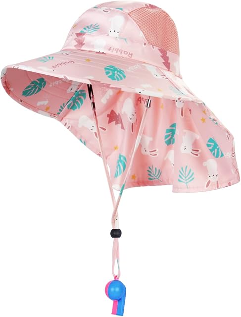 BEBOAN Baby Sun Hat Toddler Bucket Hat for Boys Girls Kids Beach Sun Hat UV Protection UPF 50+ Wide Brim Neck Flap Aged 2-9