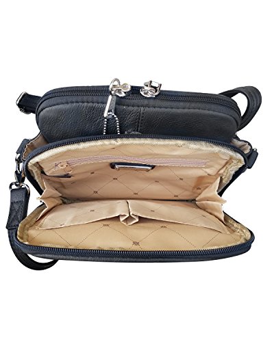 Roma Leathers Square Leather Cross body Bag Men & Women Conceal Carry Gun Purse (Black)3