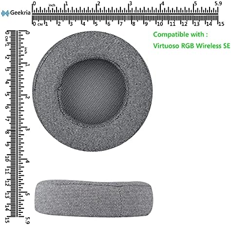 Geekria Comfort Linen Replacement Ear Pads for Corsair Virtuoso RGB, Virtuoso RGB Wireless SE, Virtuoso RGB Wireless XT Headphones Ear Cushions, Headset Earpads, Ear Cups Repair Parts (Grey)