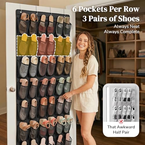 48 Pockets Over the Door Shoe Organizer48 Pockets for Women: With more shoe pockets than any comparable over the door shoe organizer on the market, this hanging shoe organizer delivers generous space to hold your entire shoe collection neatly in one place.(Only for women’s shoes) - image 3