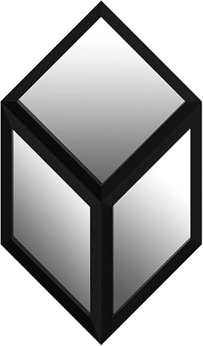 Miniatura 5 de Espejos cuadrados rómbicos para decoración de pared, juego de 3 espejos de pared con marco de madera para el hogar y la oficina