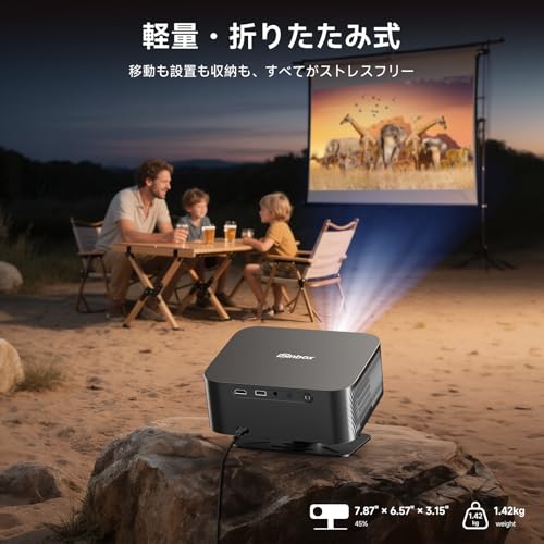 undefined iSinbox プロジェクター 家庭用 小型 プロジェクター 天井 1000ASNI 高輝度 4K対応 ネイティブ1080P オートフォーカス 6D&6P自動台形補正 双方向bluetooth5.3 Wi-Fi6 ホームシアター 天井投影 300" 大画面 静音 家庭用Projector IOS/Android/パソコン/DVD/PS機/Switch接続可 プレゼントに最適 3年保証(ブラック) の商品画像 6