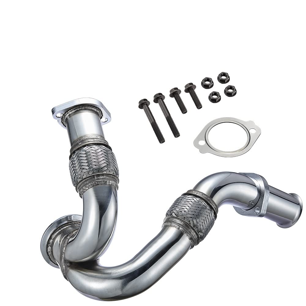 SPELAB Exhaust Up-Pipe Y-Pipe Suitable Compatible with Ford 2003-2007 6.0L Powerstroke Diesel F250 F350 F450 Heavy Duty Polished