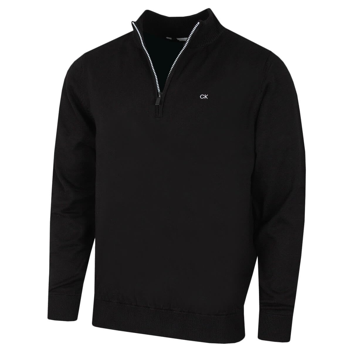 Calvin Klein Mens Campus 1/2 Zip Sweater - Black/Silver - XXXL