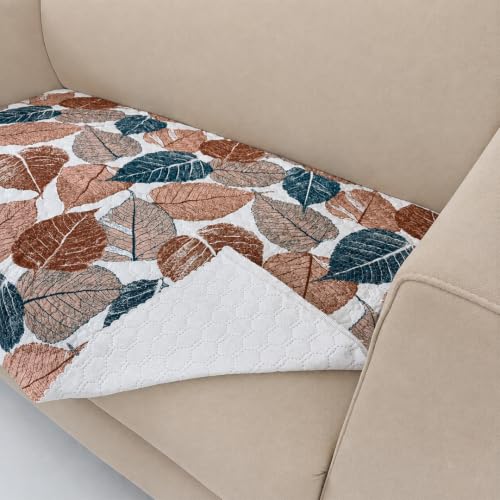 Image of Homerz Premium Printed Quilted Velvet Sofa Slip Cover Protector with Tassels, Sofa Mat, Exact Size, Antislip Cover (Folia, 2 Seater, Half)