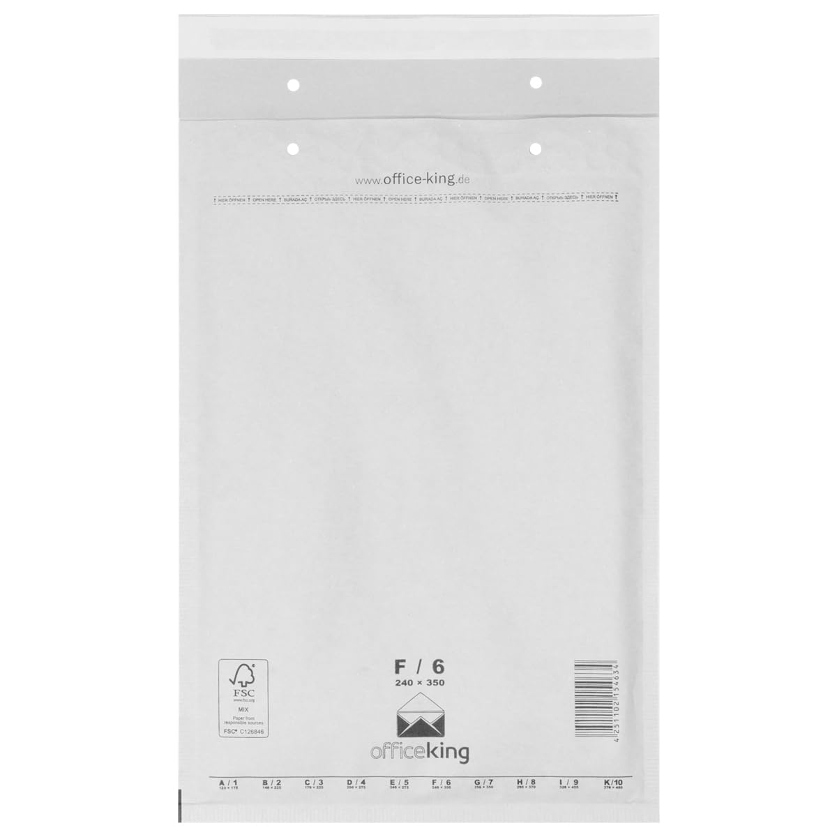 1000 x Luftpolstertaschen weiss Gr. F/6 (240x350 mm) DIN A4+ - Marken-Qualität von OfficeKing®