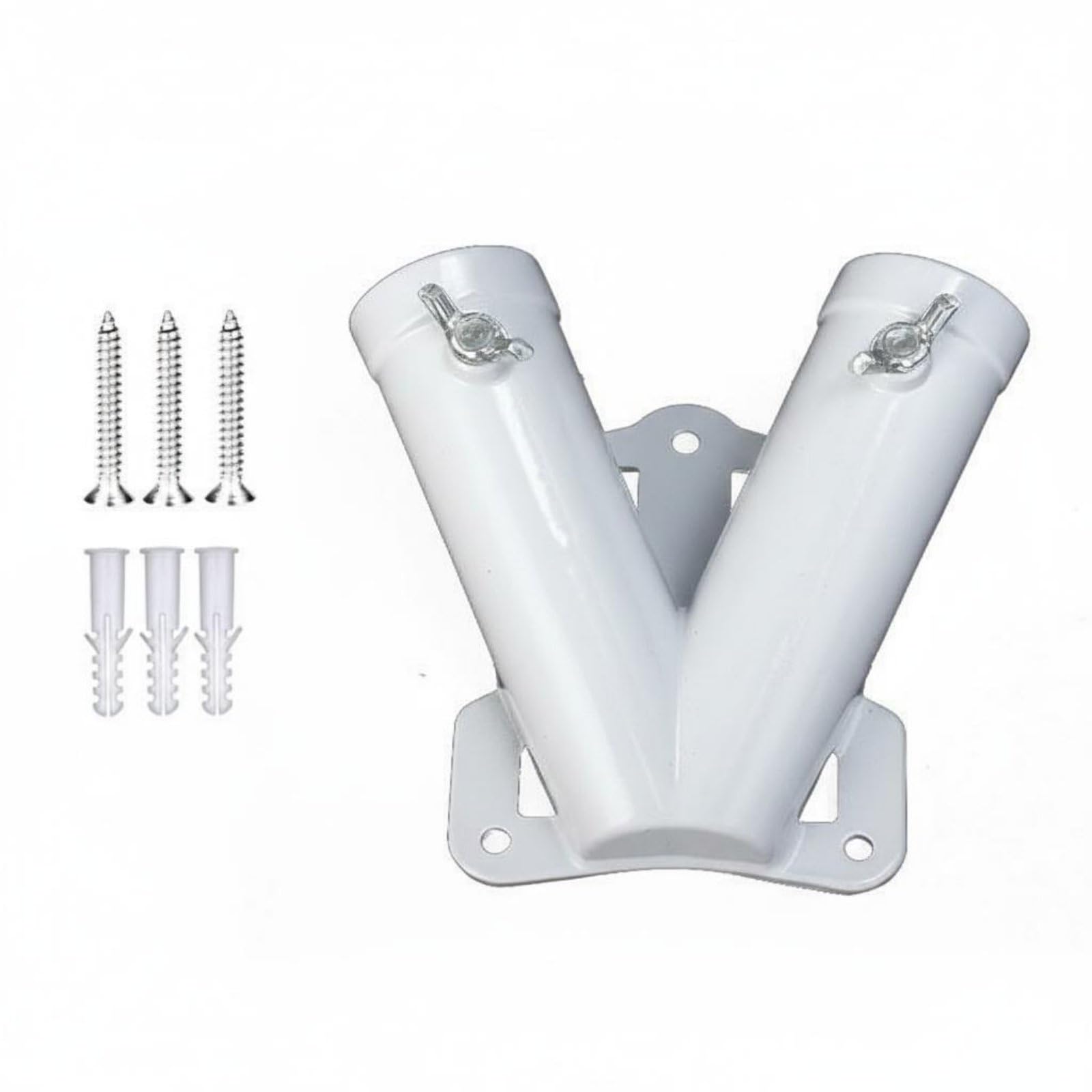 Aluminum Alloy Double Flagpole Bracket Rust Rust-Resistant 2-Position Flag Mount Weather Resistant Wall Mount Flagpole Holder Heavy Duty for House, Porch, Garage, White-picture-19