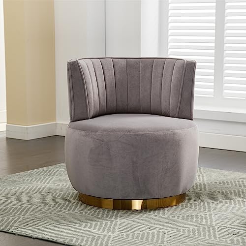 Sillón giratorio redondo terciopelo gris