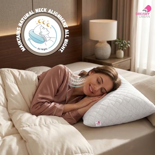 Image of Hotel Quality Pillows Set of 4, Ultra Soft Microfiber Bed Pillows 17x27 Inch, Fluffy No Lump Support, Breathable Hypoallergenic Machine Washable Bed Pillows