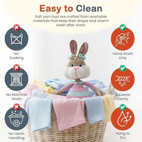 Image of Happy Threads Crochet Jill Rabbit Toy for Kids | Handmade Stuffed Animals for Boys & Girls | Soft, Safe & Lightweight Knitted Plush | Cute Bunny Soft Toy Gift for Babies, Toddlers & Nursery Decor