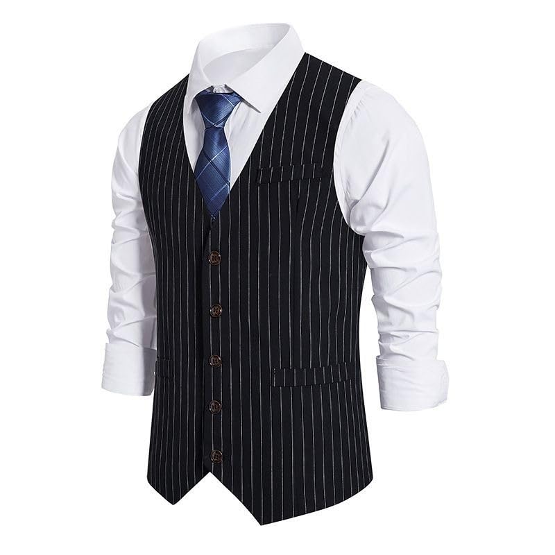 Men Vest Stripe Suit Retro Casual Sleeveless Top2
