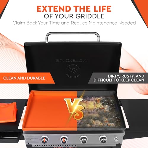 Blackstone Griddle - 36 Inch Blackstone Griddle Cover for All Season Surface Protection - Silicone Mat Shield - Heavy Duty Orange Wrap Around Design for Most 36 Inch Grill Stations