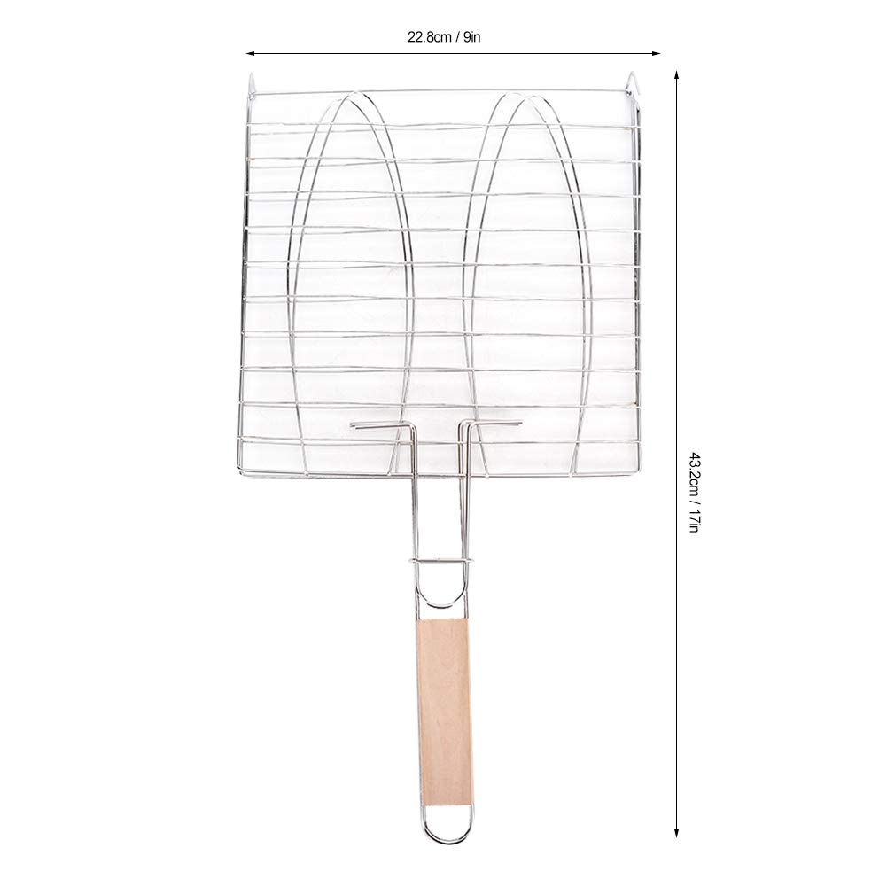 Cestello per griglia, cestelli per griglia in Acciaio Inox, Rete per Barbecue con Manico Antiaderente per grigliate all'aperto, griglia per Pesce e Carne