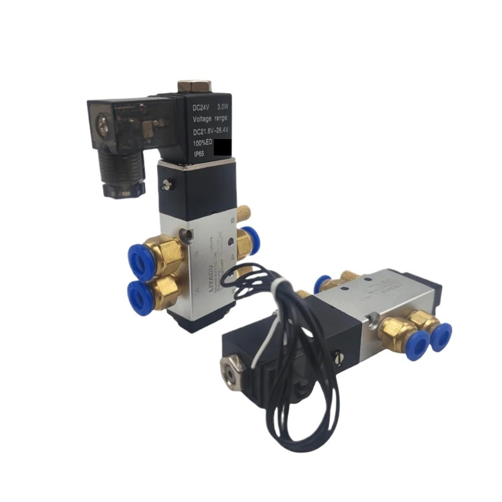 4V110-06 Pneumatisches Steuerungs-Magnetventil, 5-Wege, 2 Positionen, DC 24 V DC 12 V AC 110 V AC 220 V mit 4 mm 6 mm 8 mm Luftventilen (Draht W 4 V 110–06, DC 24 V)