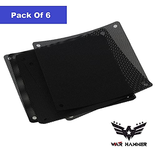 Image of WAR HAMMER Kratos 5pcs 120mm PC Fan Dust Filter Black Square PC Computer Mesh Dustproof Case Cover Fan PC Dust Filter Cooler with Screws (12cm)