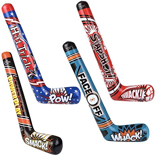 HAPPY DEALS ~ 4 Pack - Inflatable Hockey Sticks - 37 inch Size - Hockey Toy Inflates