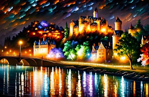 Château de nuit SERENDIPITP affiche sur toile pour une déco poétique