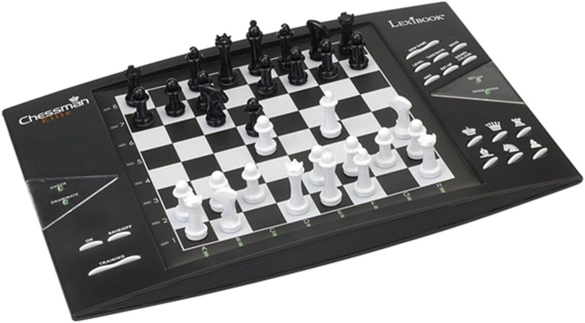 Lexibook Chessman® Elite Interactive Electronic Chess Game +, 64 Levels of Difficulty, LEDs, Family Child Board Game, Black/White, CG1300US