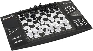 Chessman Elite Interactive Electronic Chess Set, 64 Difficulty Levels, Leds, Battery Operated or 9V Adapter, Black/White, CG1300